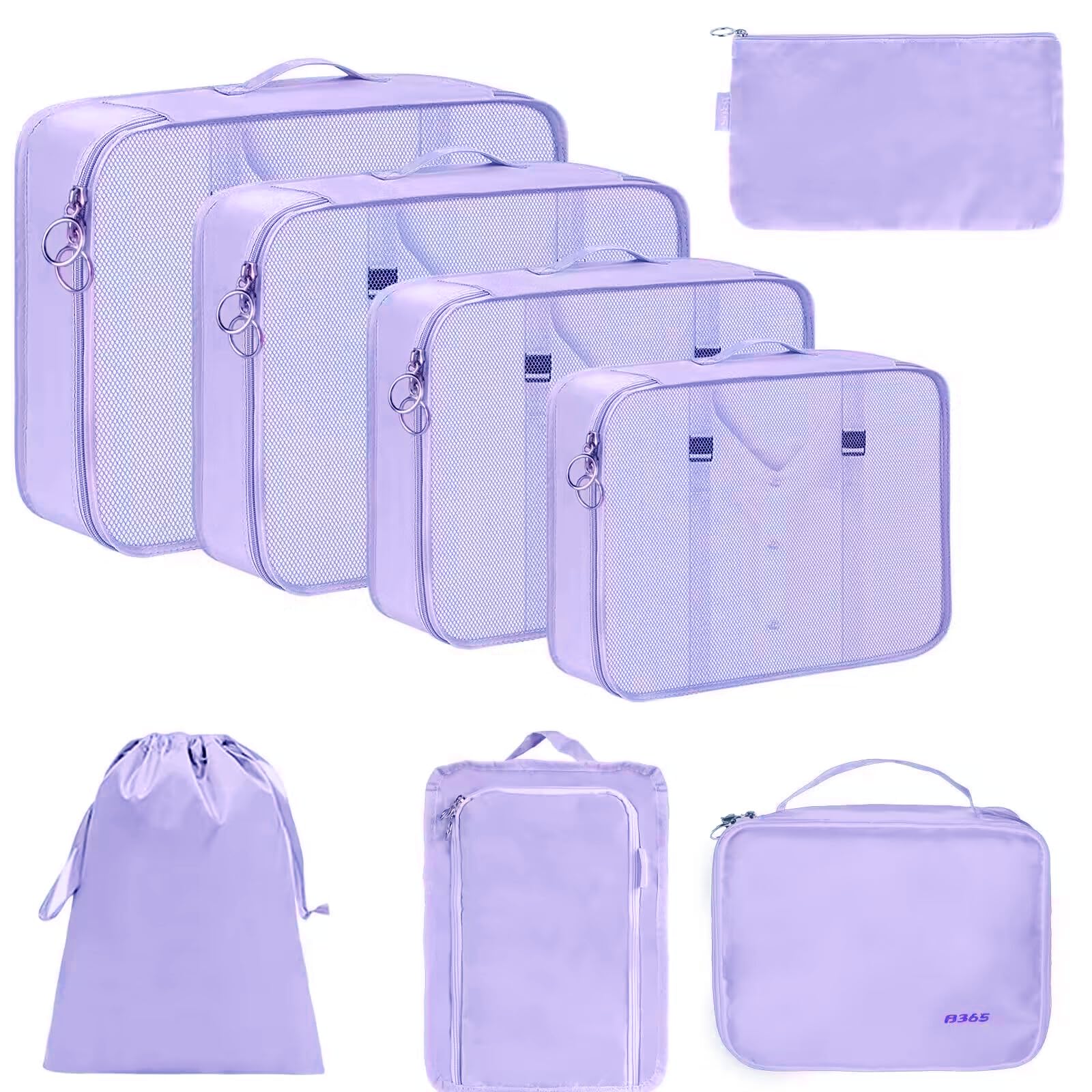 B365Packing Cubes, 8 Set Packing Cubes for Suitcases - Travel Bag for Travel Size Essentials Accessories, Compression Storage Shoe Bag, Clothing Underwear Bag, for Man & Women