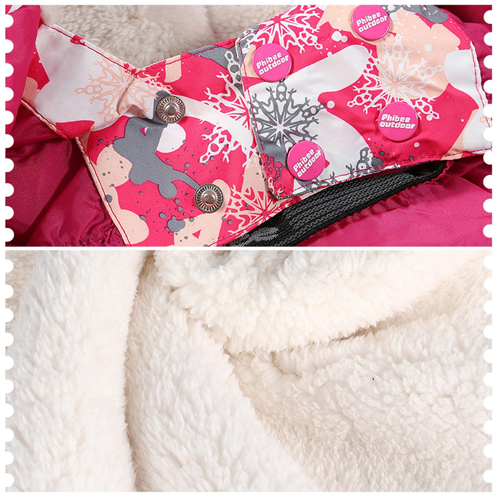 Combinaisons de Neige Enfant Fille à Capuche Coupe-vent et Imperméable Combinaison de Ski Garçon en Polaire Chaude Vêtements de Ski