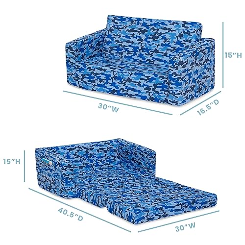 Miniatura 3 de Delta Children Cozee - Sofá abatible sofá convertible 2 en 1 para niños camuflaje azul