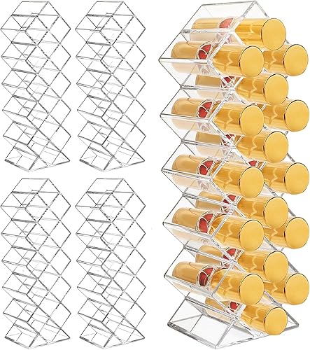 Cedilis Paquete de 4 organizadores acrílicos para lápiz labial, organizador de almacenamiento de brillo de labios transparente con 64 ranuras,