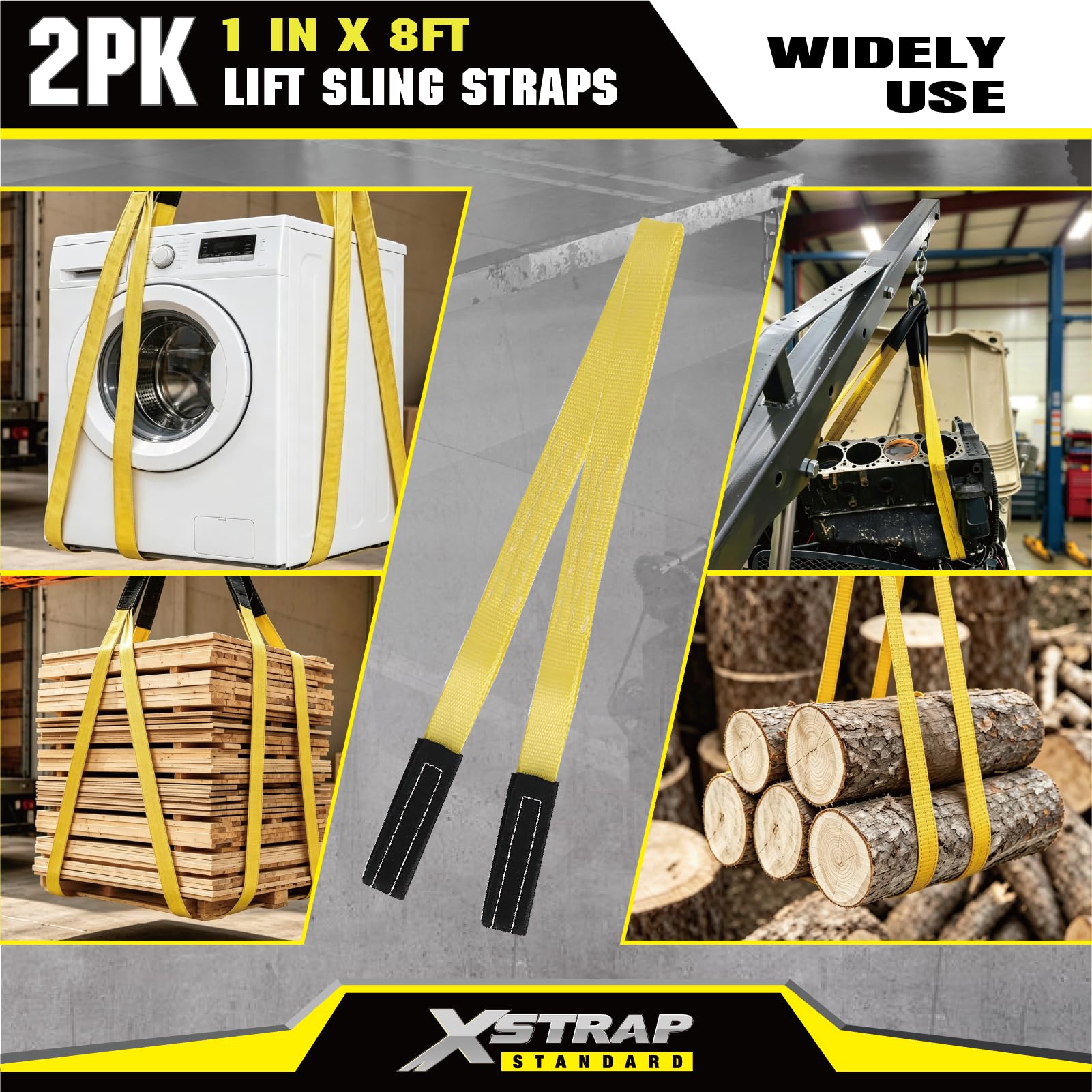 XSTRAP Lift Sling Straps - 2 Pack, 8' Long -9
