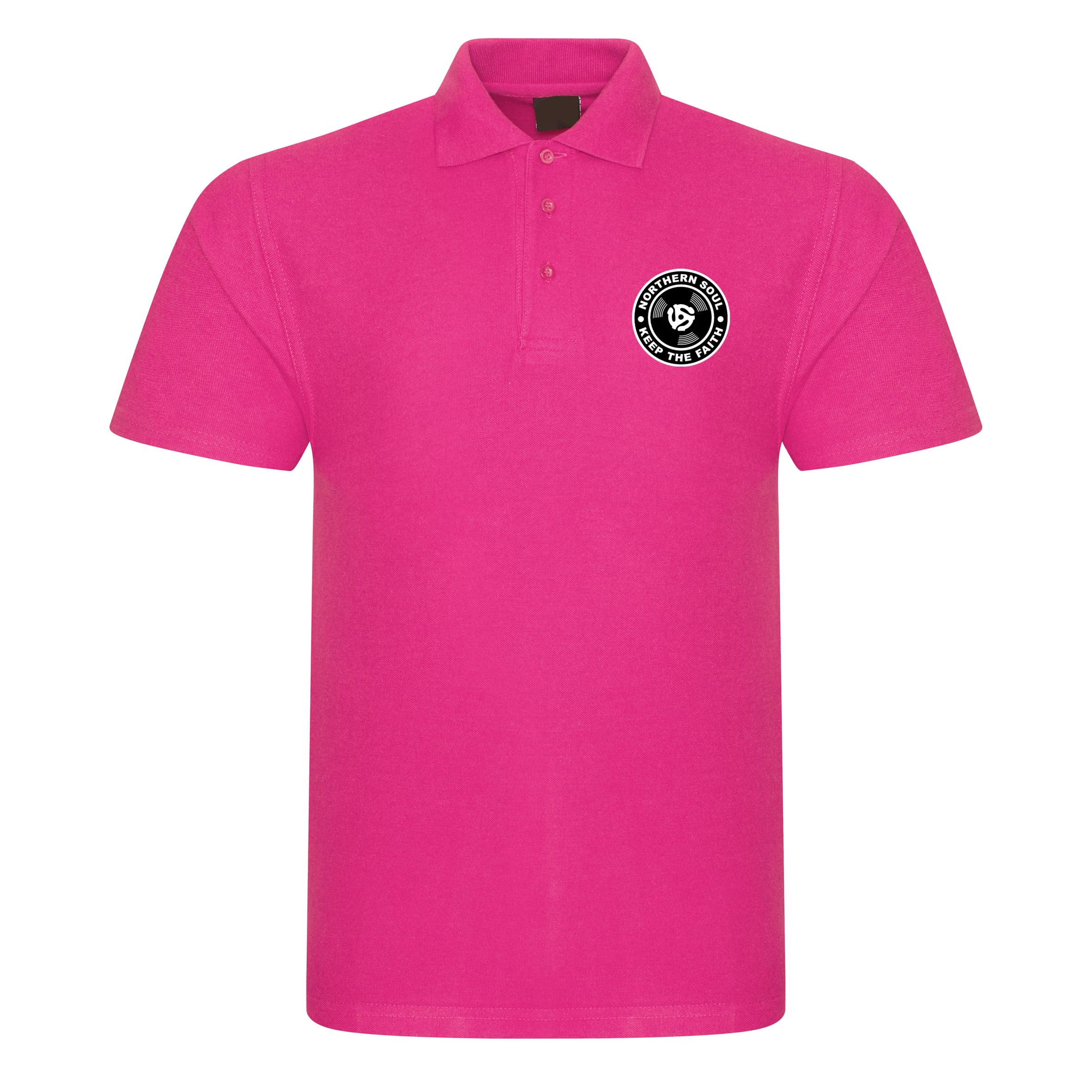 Apm Apparel Men's Fuchsia Northern Soul Vinyl Record Records Keep The Faith Polo Shirt Ska Mod Casual (Uk, Alpha, Xl, Regular, Regular, )