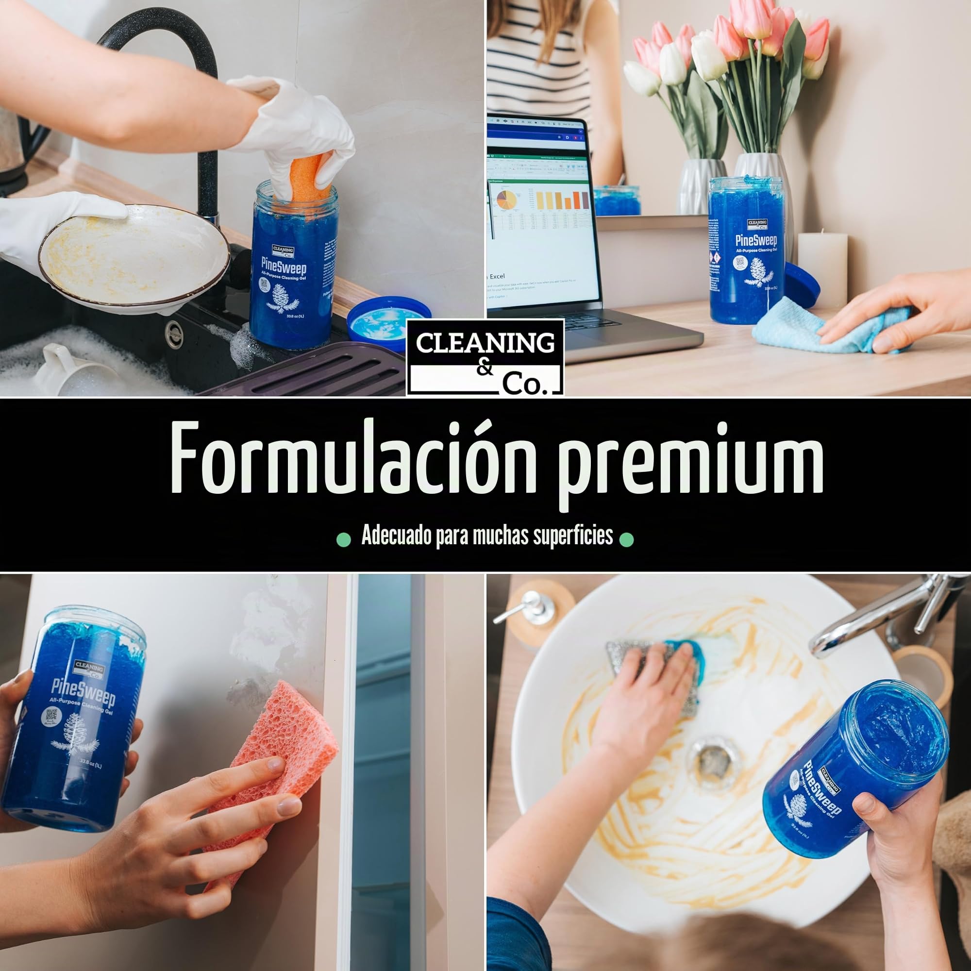 Gel de limpieza multiusos con aceite de pino, limpiador doméstico multiusos para baño, cocina, suelos, lavandería y más, 33.8 onzas líquidas