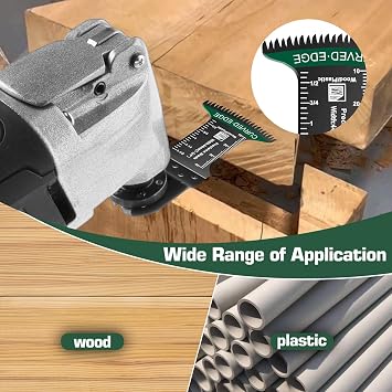 5Pcs Japanese Tooth Multi Tool Blade Set for Wood Plastic Extra Broad Reach Arc Edge Double-Row Oscillating Saw Blades Multitool Accessories Quick Release Compatible with Bosch Fein Ryobi Makita