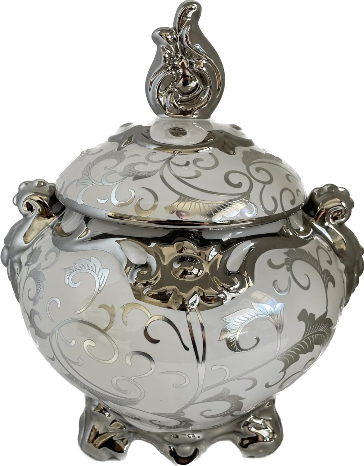 Sopera de porcelana con decoraciones a relieve blanca para Obatala