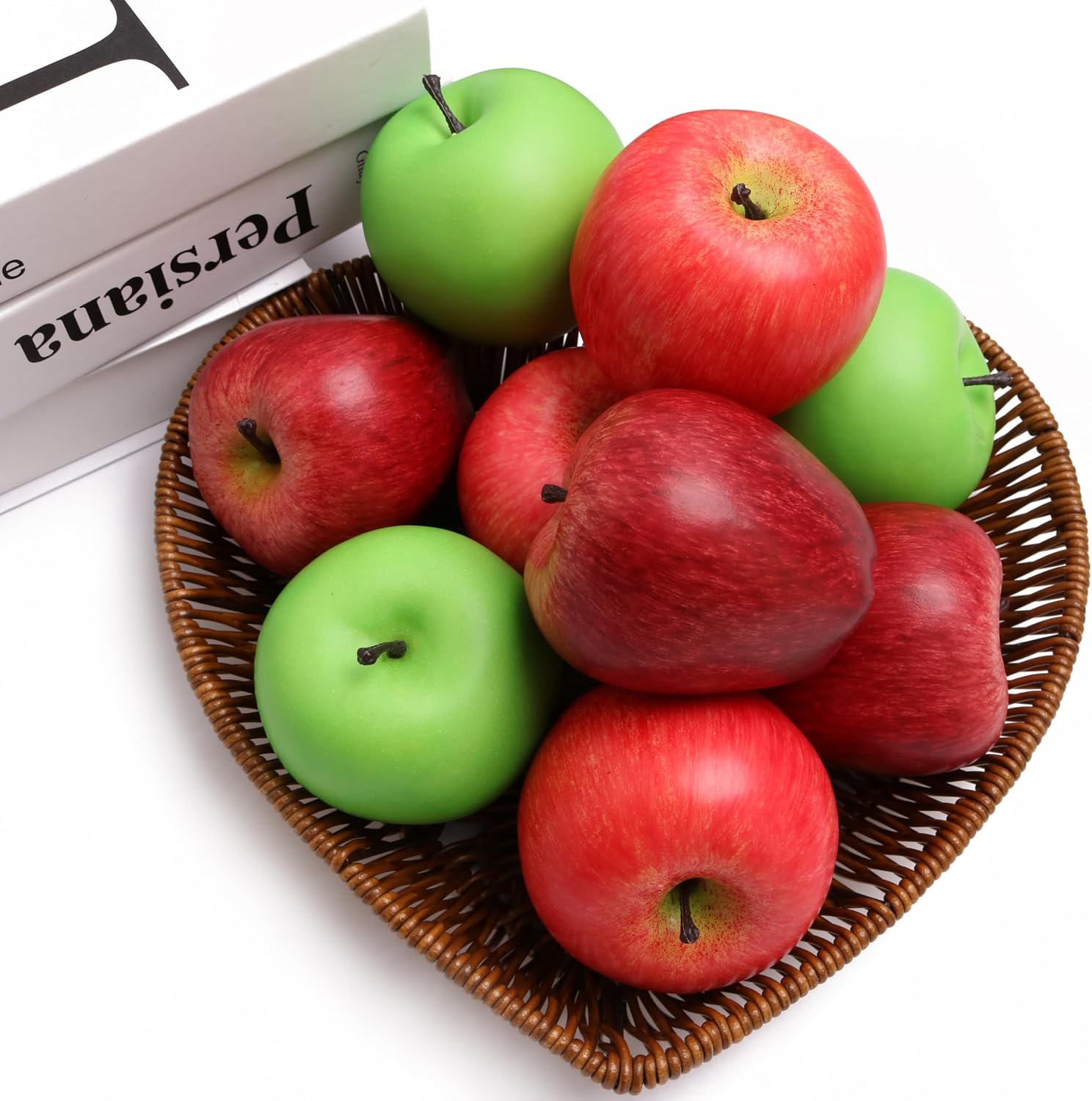 6PCS Simulation Apple Fake Fruit for Home Decoration Lifelike Fake Apple Kitchen Table Fruit Party Christmas Decoration