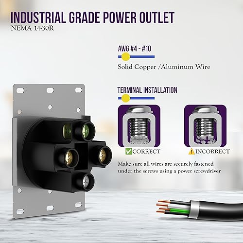 Miniatura 5 de ENERLITES Toma de corriente de 50 amperios 125250 V, para RV, EV, soldador, horno, estufa, 3 polos, 4 cables (solo cobre 10, 8, 6, 4 AWG), NEMA