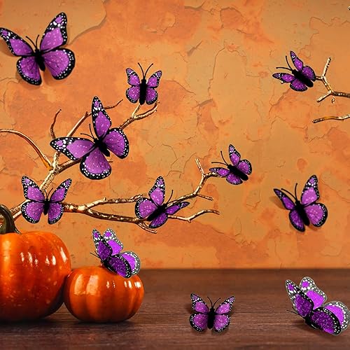 Miniatura 6 de Decoración de pared de mariposa de Halloween de 4 tamaños, decoración de pared de mariposa monarca artificial, decoración de mariposa monarca 3D,