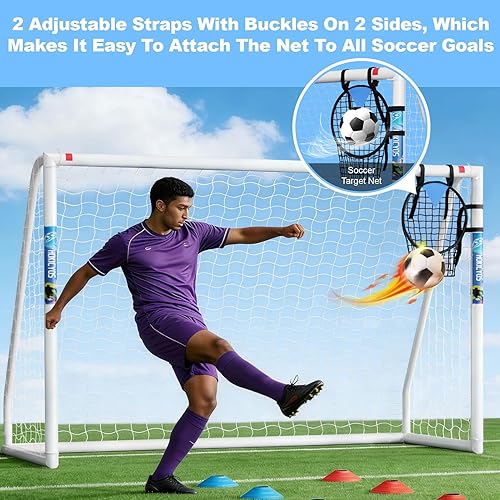 Miniatura 2 de Soccer Goal for Backyard 10×6.5, 8×6 and 6×4 FT Soccer Goals Weatherproof and Portable HPVC Soccer Goal with Soccer Target Net and Carry Bag for
