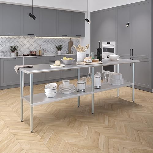 Vista 25 de AmGood Mesa de trabajo de acero inoxidable de 18 pulgadas x 36 pulgadas Mesa de preparación de alimentos de cocina de metal NSF