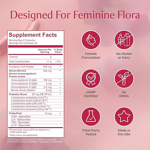 Miniatura 3 de BOND Probióticos vaginales 4 en 1 para mujeres para flora vaginal, control de olores, levadura y equilibrio de pH para mujeres, fórmula diaria de