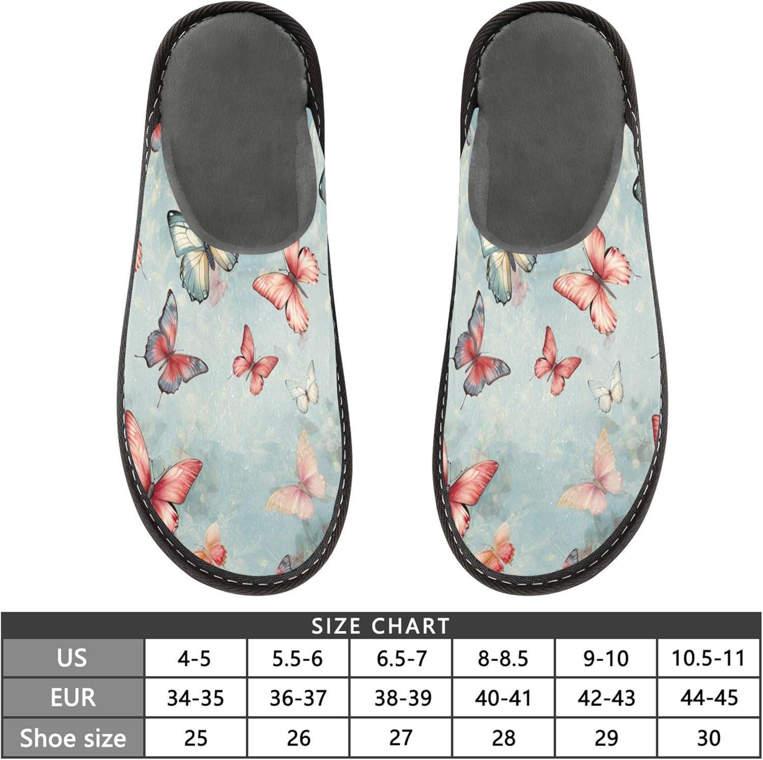 Butterfly House Slippers – Cozy Fuzzy Slippers for Guests, Washable & Disposable, Perfect for Shoeless Home, Spa & Hotel Use A111808