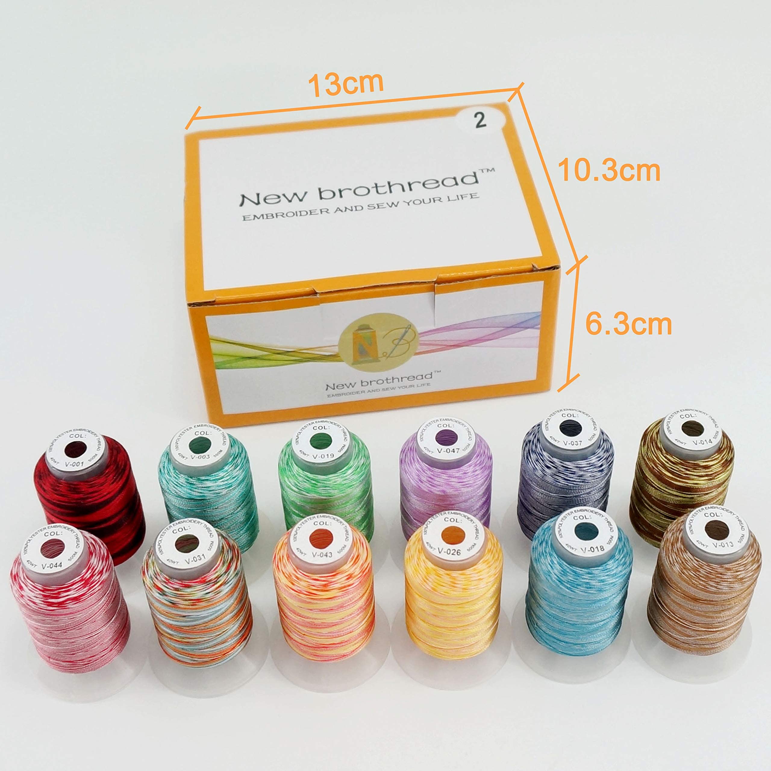 Amazon | New brothread 12色 段染め糸 ポリエステルミシン