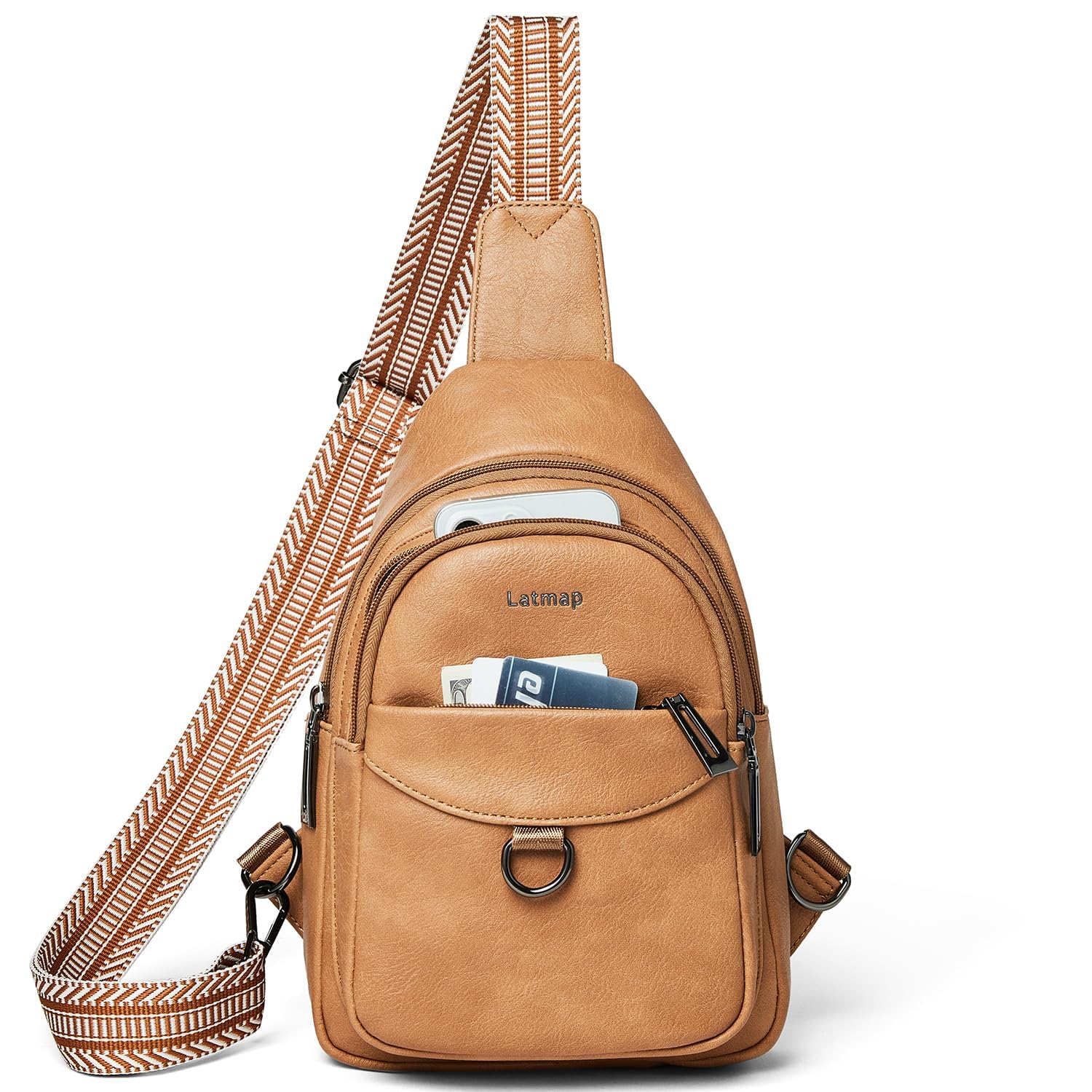 LATMAP 7L Sling Bag for Women Men Crossbody Belt Bag Small Travel Sling Backpack Anti Theft Chest Daypack Purse Faux Leather