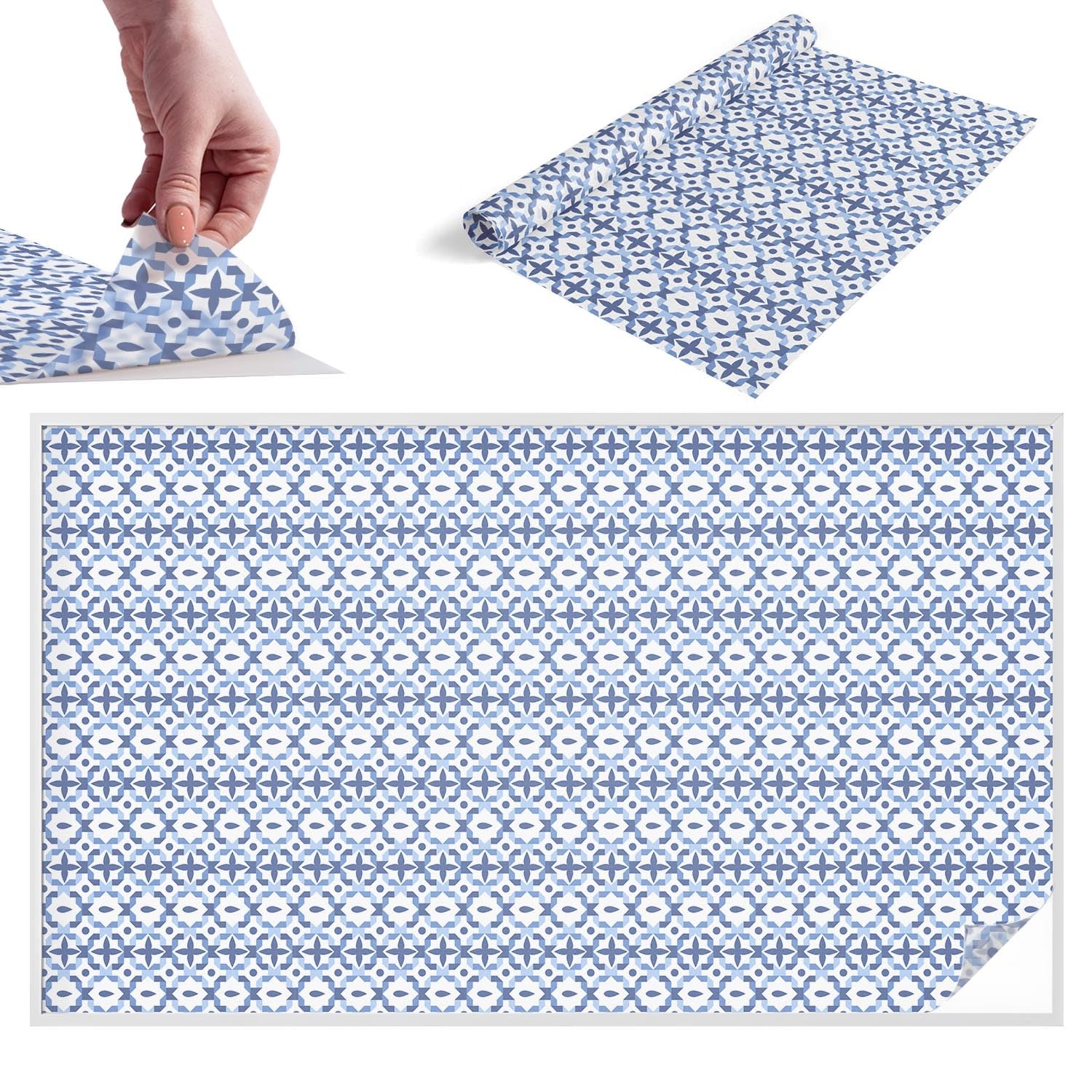 Film de protection anti-UV pour vitre effet vitrail mosaïque bleue 200x116 cm