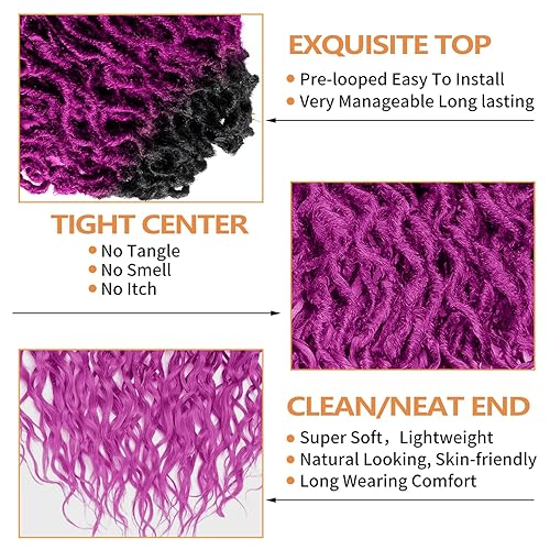 Miniatura 3 de Rastas de pelo sintético de ganchillo para mujer, rastas suaves de 18 pulgadas, cabello rizado con extremos rizados, estilo bohemio, extensiones de