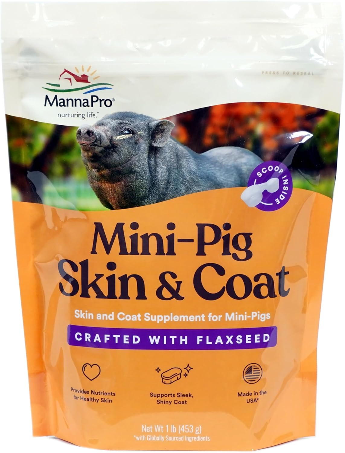 Manna Pro Mini-Pig Skin and Coat Supplement – Skin and Coat Supplement for Mini-Pigs – Provides Nutrients to Support Skin & Coat Health and Appearance – 1 lb