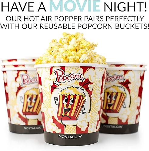 Miniatura 6 de Nostalgia CLHAP12AQ Classic Retro Healthy Hot Air Popcorn Maker hace 12 tazas con cuchara medidora de núcleo sin aceite perfecto para fiestas de