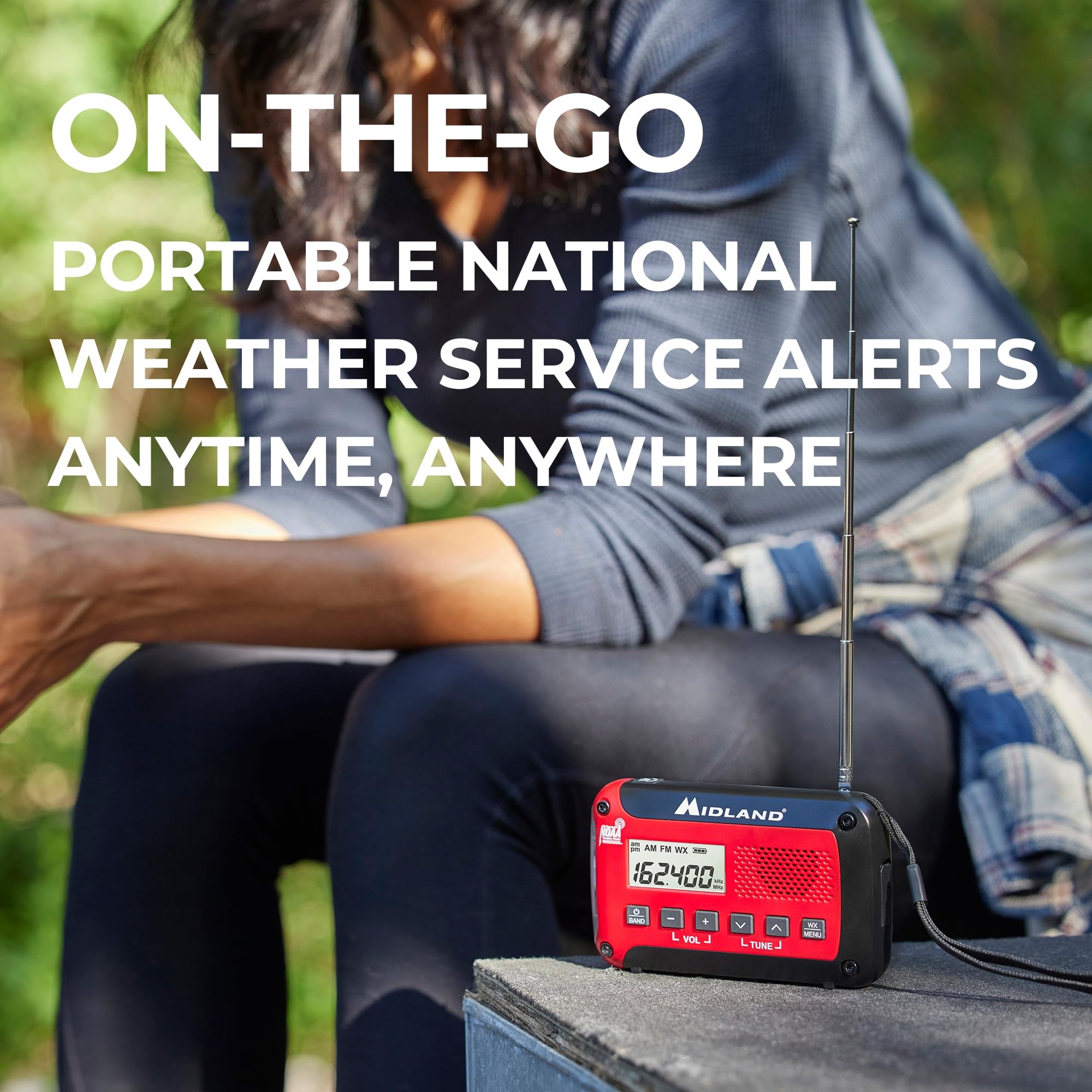 Midland® - Radio météo ER10VP avec lampe de poche et alerte d'urgence - Radio AM/FM - Compacte et facile à transporter - Signal SOS stroboscopique et prise casque