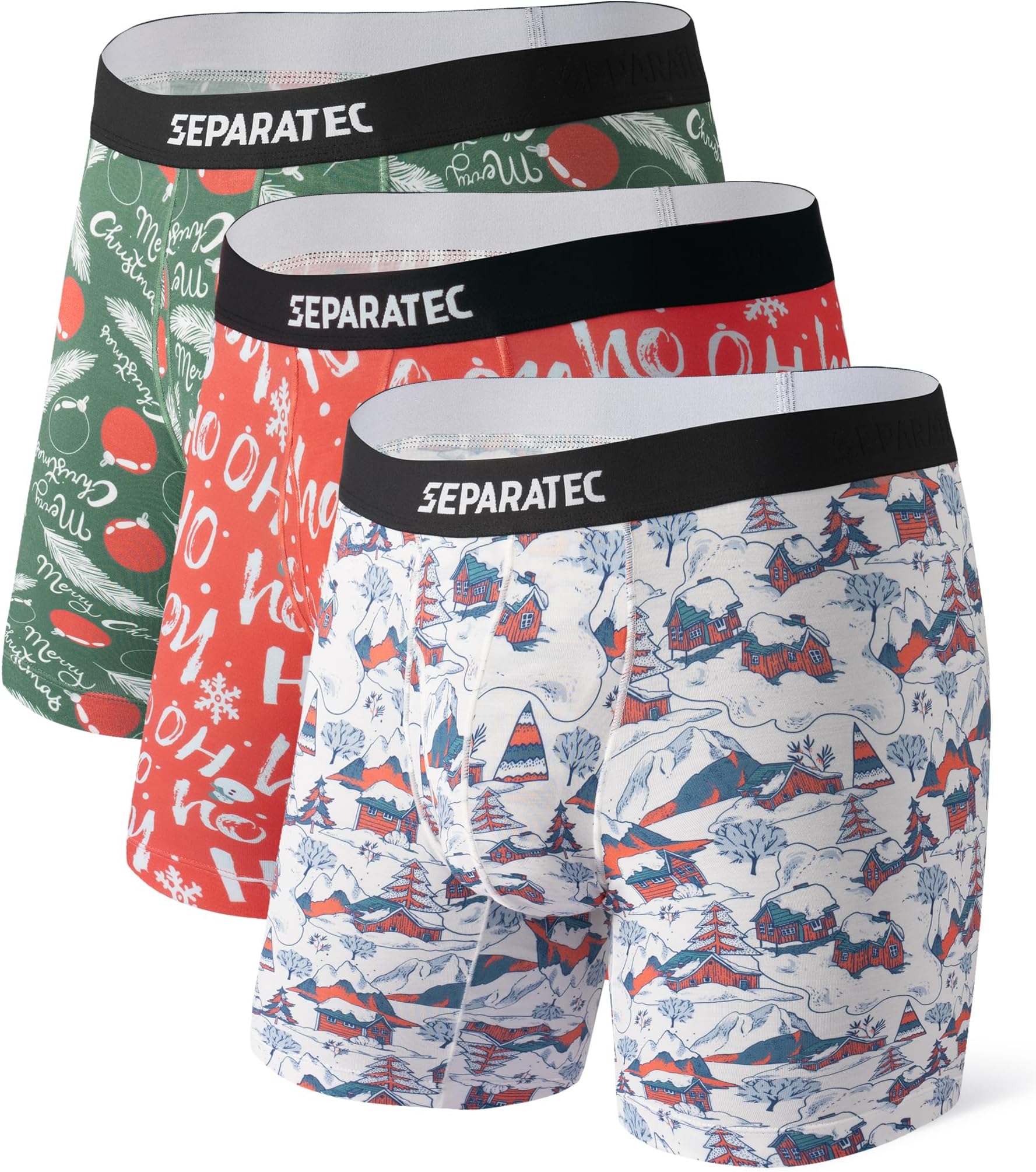SeparatecMen’s Underwear Support Ball Pouch Boxer Briefs Moisture Wicking Prints Bamboo Rayon Underwear 3 Packs