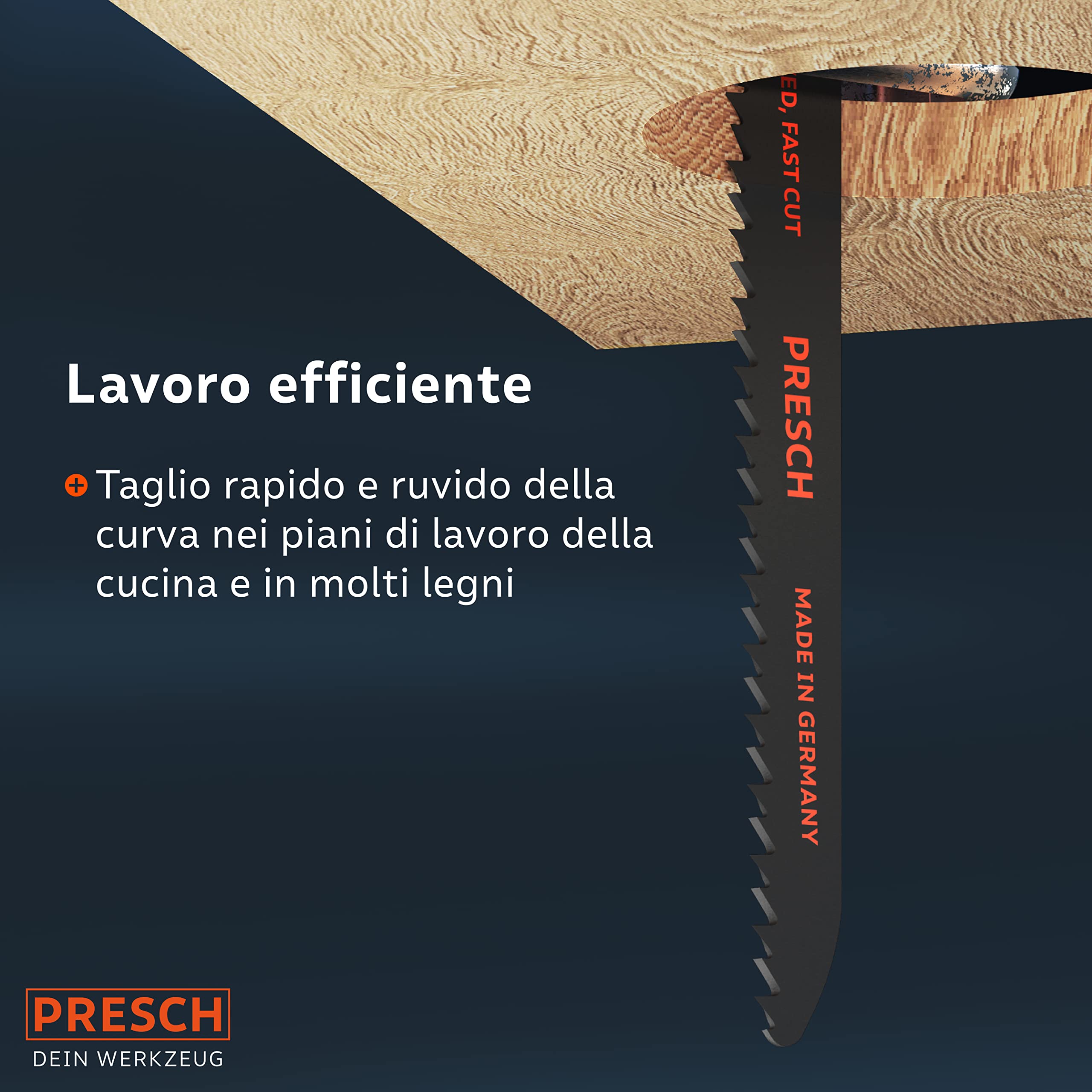 Presch Lame per sega a gattuccio per legno 130 mm 10 pezzi - Taglio curvo 6-100 mm - Lame per legno, coltelli da cucina e altro. - Set di lame per sega con scatola