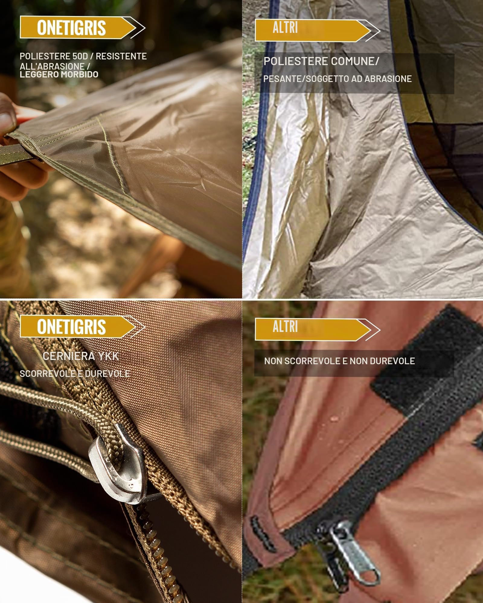 OneTigris Tenda Campeggio 4 Stagioni Rifugio Ultraleggeri per Il Campeggio a Caccia di Escursioni Polyester Taffeta