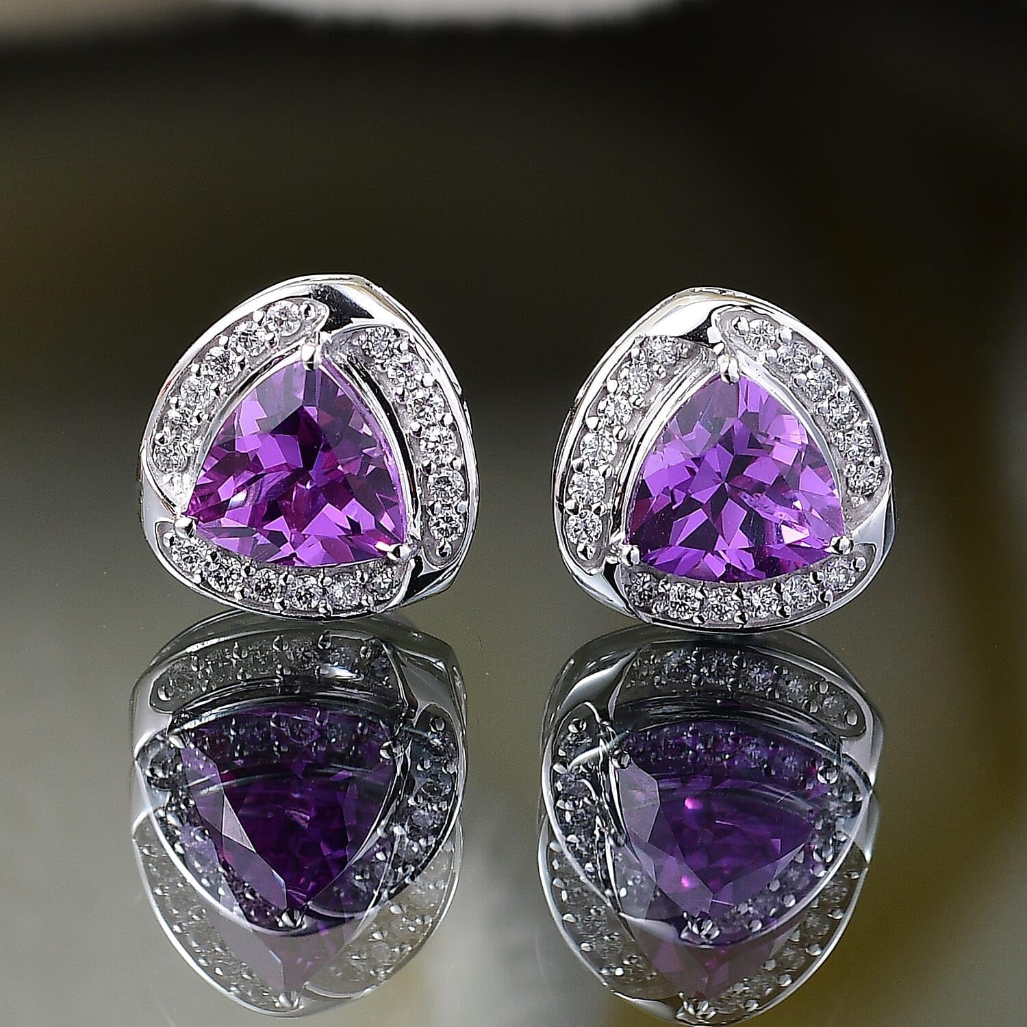 AAA Luxuriant Lab Grown Purple Sapphire and G-H SI Lab Grown Diamond 3.51 ctw Earrings in 10K White Gold Christmas Gifts