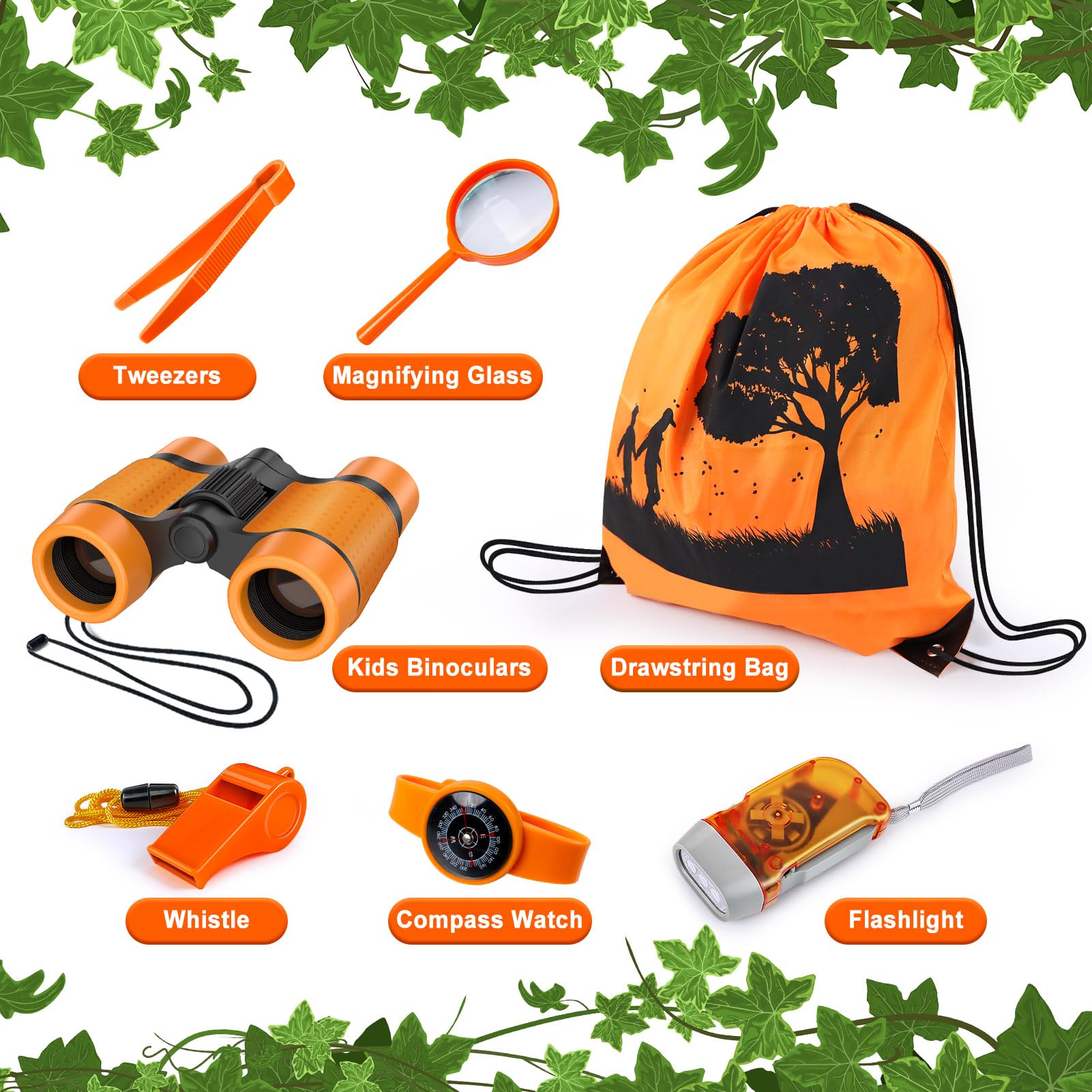 YOPINSAND Set da esplorazione per Bambini, binocolo per Bambini, Kit da Esploratore con Zaino, Giocattolo da Esterno, Ragazze e Ragazzi