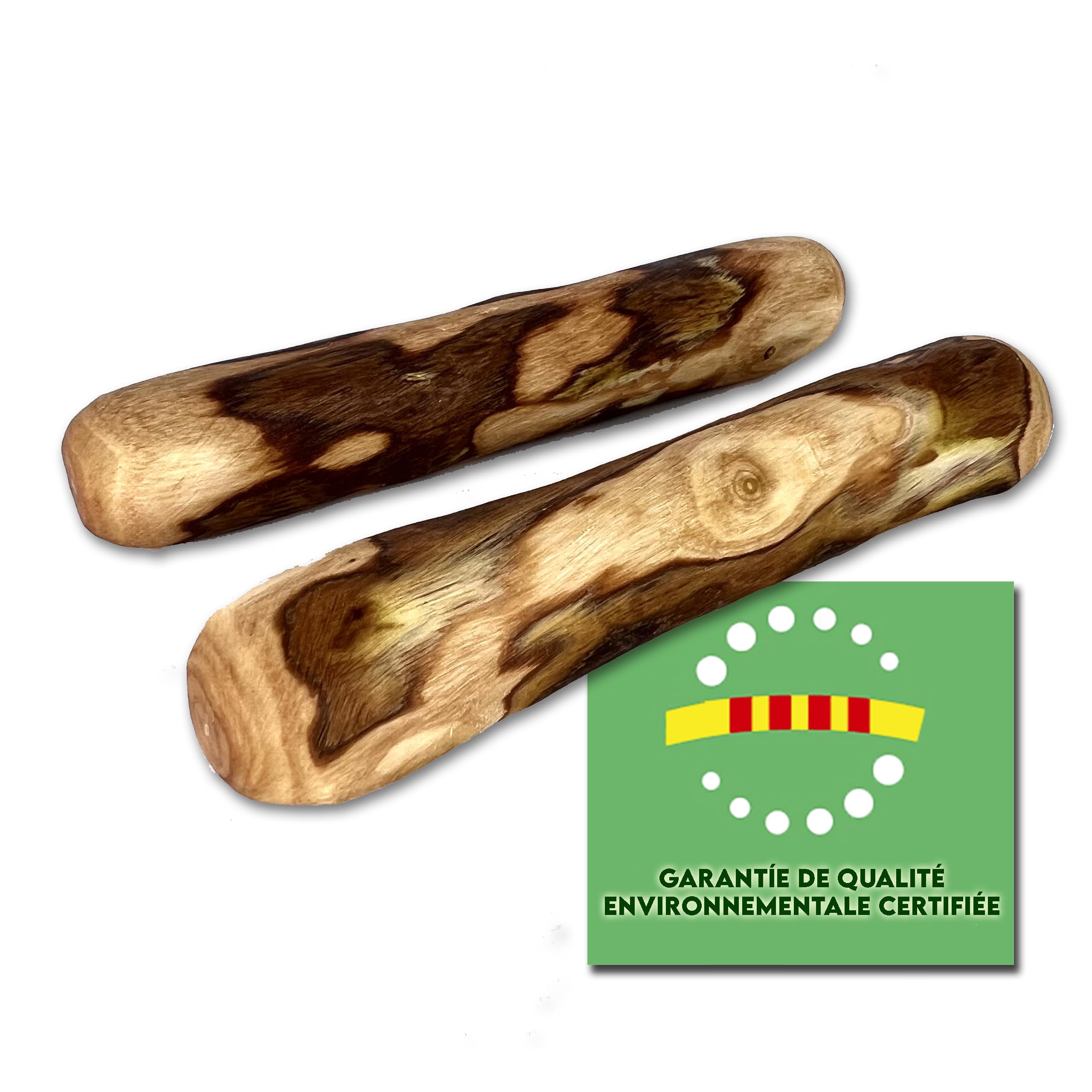 Jouet à Mâcher en Bois d'Olivier pour Chiens - Lot de 2 Taille XS 13 CM