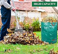 Vista 5 de Bolsa de jardín de 72 galones, plegable, reutilizable, resistente, bolsas de basura para césped, patio, hojas, desechos, bolsas de jardín