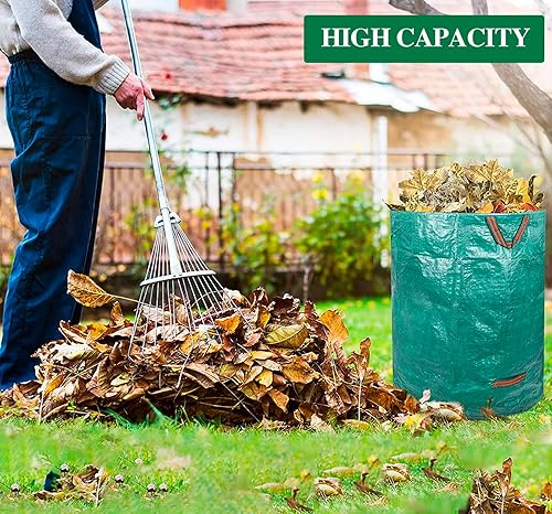 Miniatura 5 de Bolsa de jardín de 72 galones, plegable, reutilizable, resistente, bolsas de basura para césped, patio, hojas, desechos, bolsas de jardín con