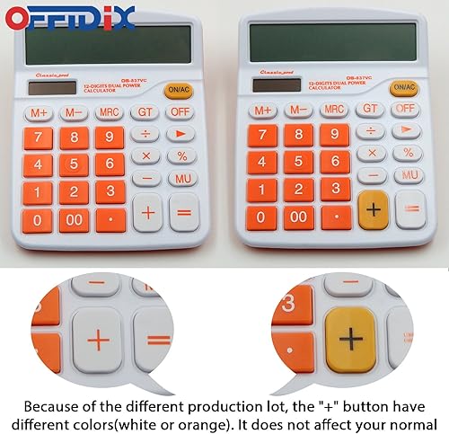Miniatura 5 de OFFIDIX Calculadora de escritorio de oficina, calculadora electrónica de doble potencia solar y batería, calculadora portátil de pantalla LCD grande