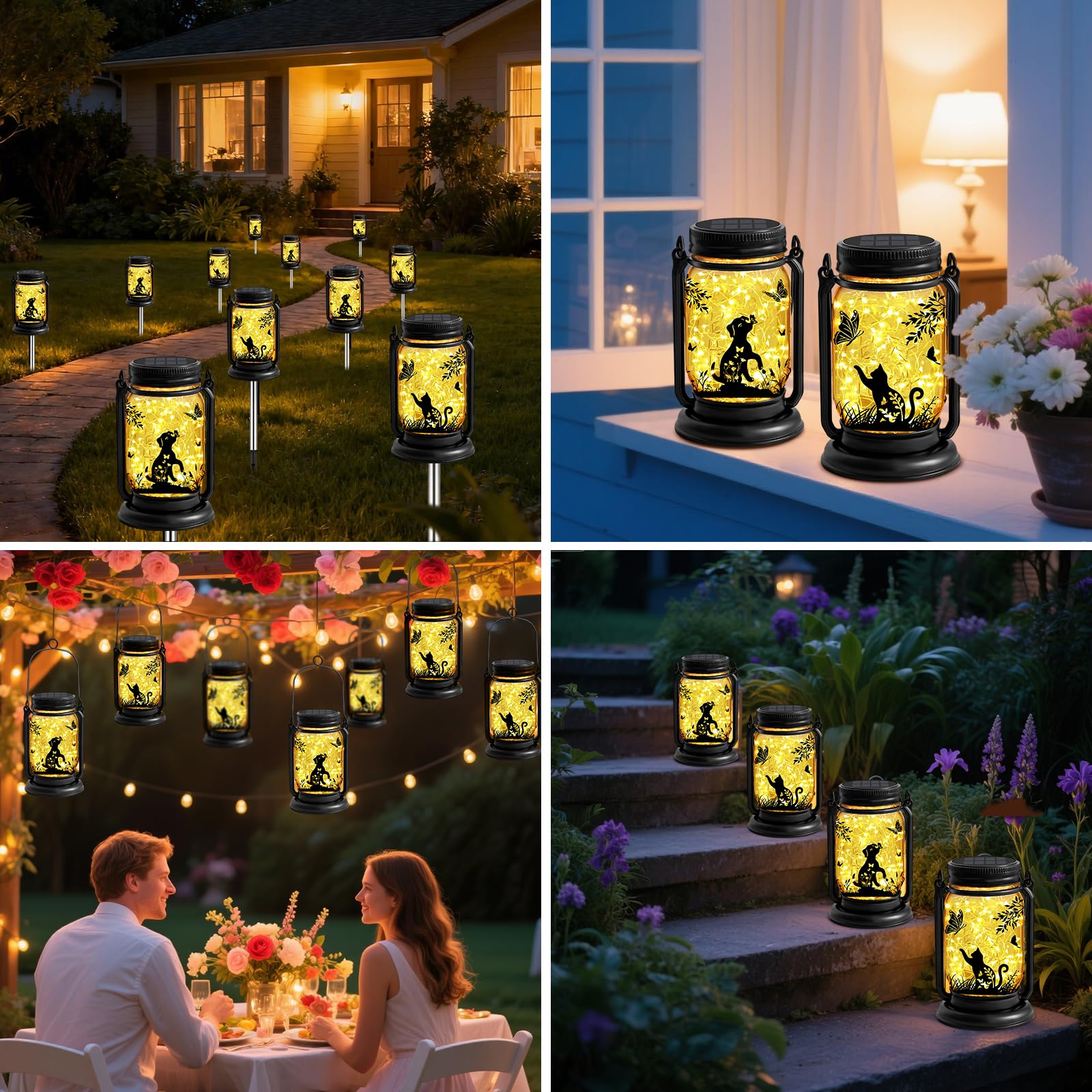 Cat Solar Lanterns 3-in-1 Cat And Butterfly Solar Lights Outdoor Decor