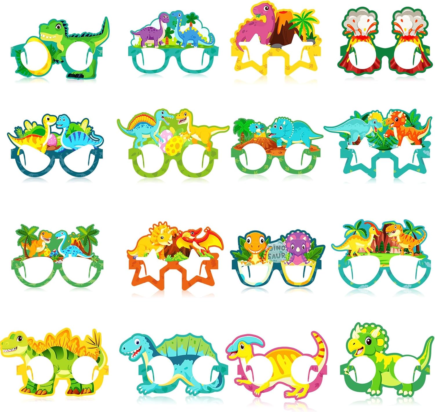 Copkim 32 Pcs Dinosaur Party Decorations Paper Eyeglasses Dinosaur Birthday Glasses