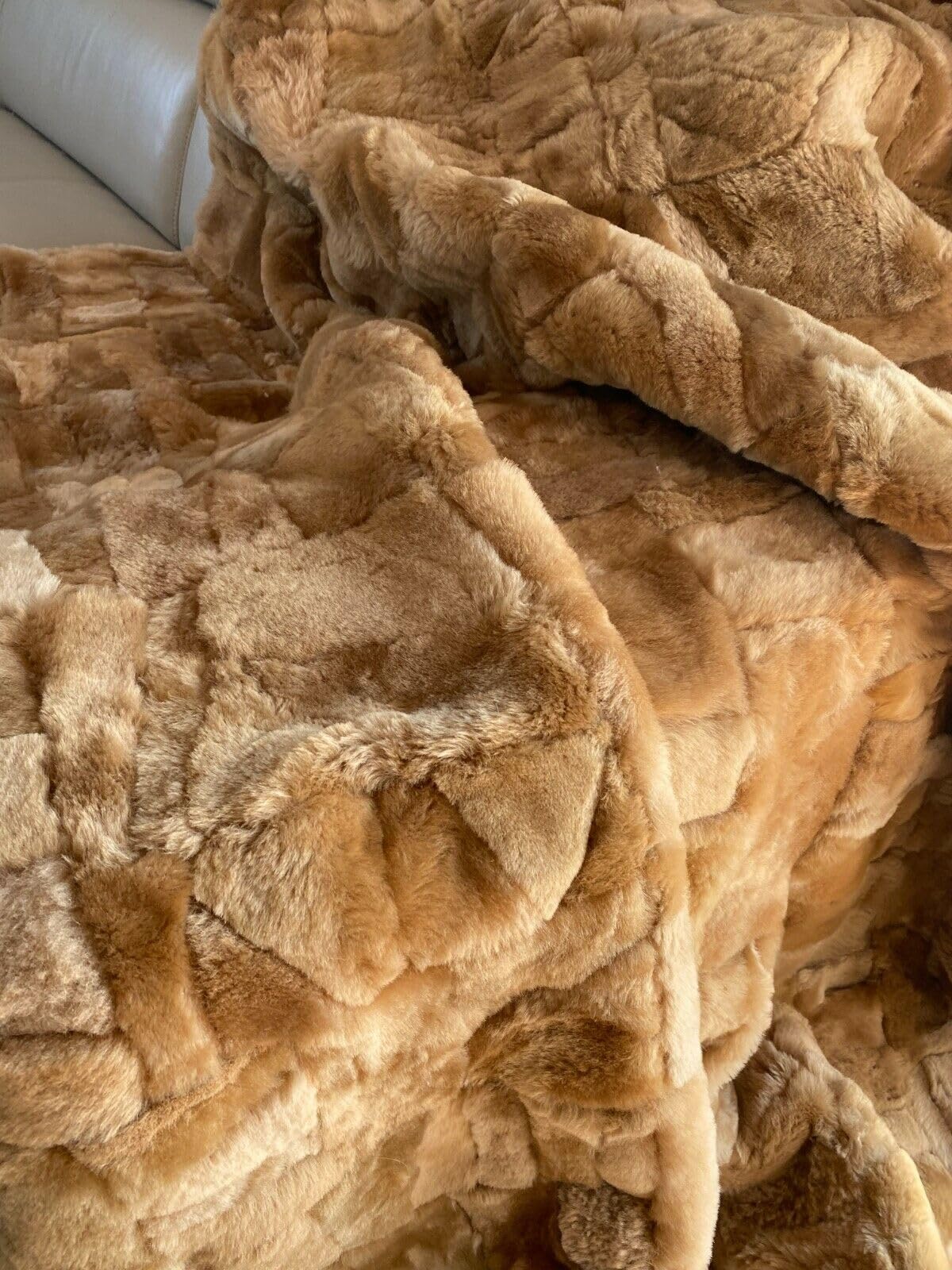 Merino Wool - Toscana Lammfelldecke 200x160 cm Schearz Schaffelldecke Lammfell Decke Sofabezug