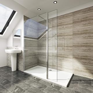 Elegant 700mm Walk in Shower Screen 6mm Tougheded Safety Wet Room with 300mm Flipper Panel,Aluminum Support bar Included