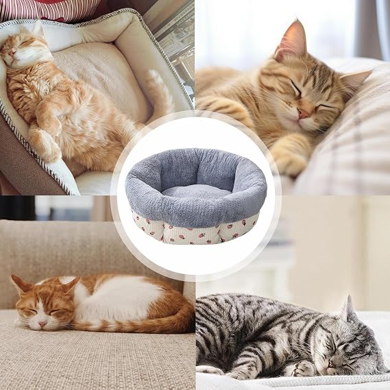 Comfortable Kitten Bed, Round Dog Cat Bed | Cozy Donut Cuddler Pet Round Bed For Cats And Small Dogs | Machine Washable Calming Bed With Non Skid Bottom For Kittens And Puppies