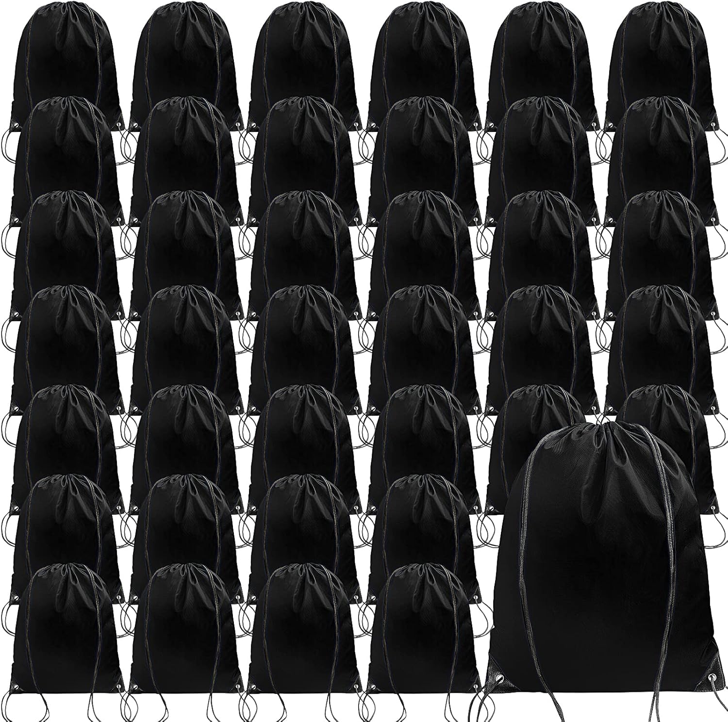 IKAYAS 42 Pack Black Drawstring Bags Mesh Drawstring