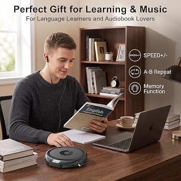 Gueray CD player portable personal CD players headset LCD screen anti-jump protection HiFi classic CD Walkman music player memory CD player for car home
