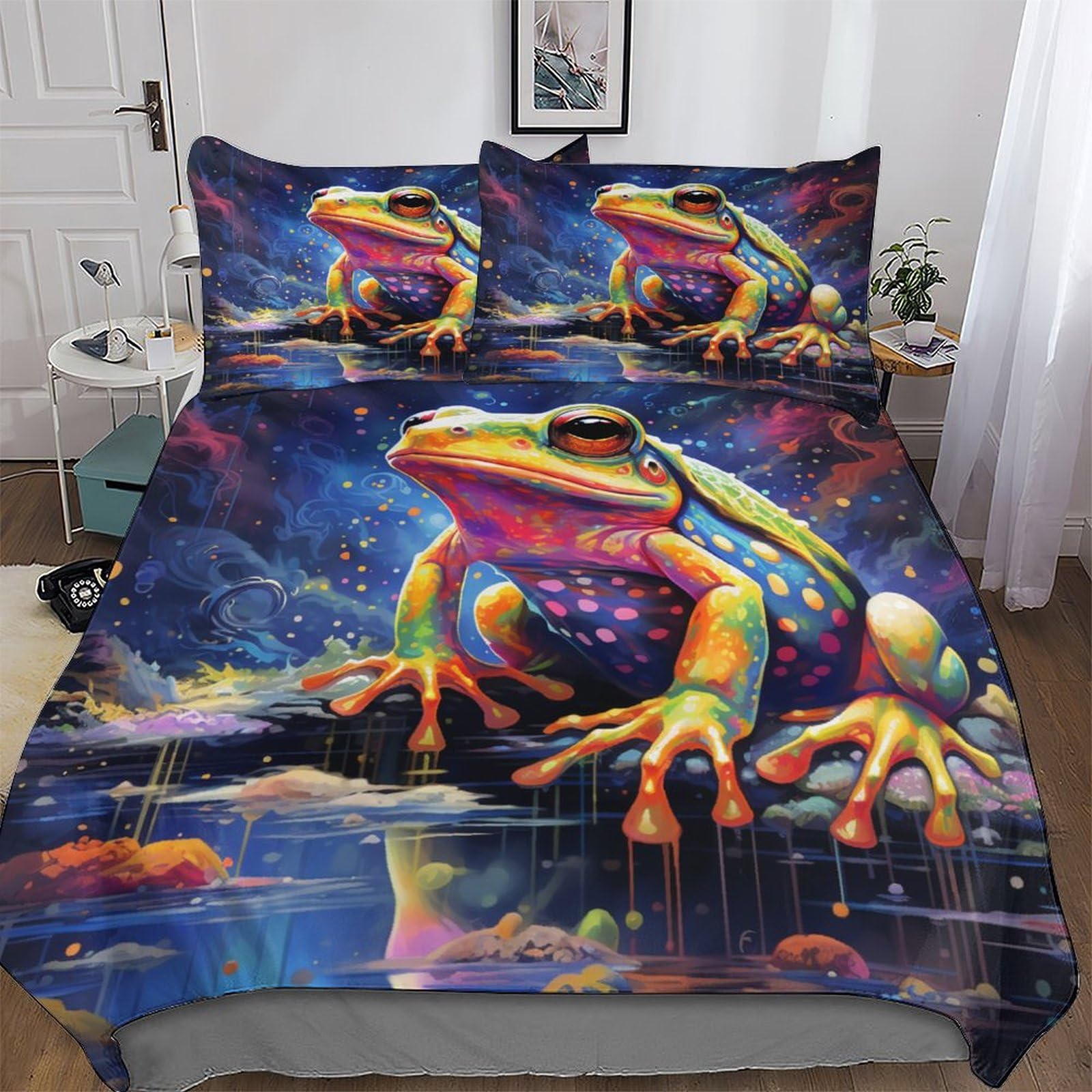 Housse de couette grenouille 3D pour chambre d'enfant ludique