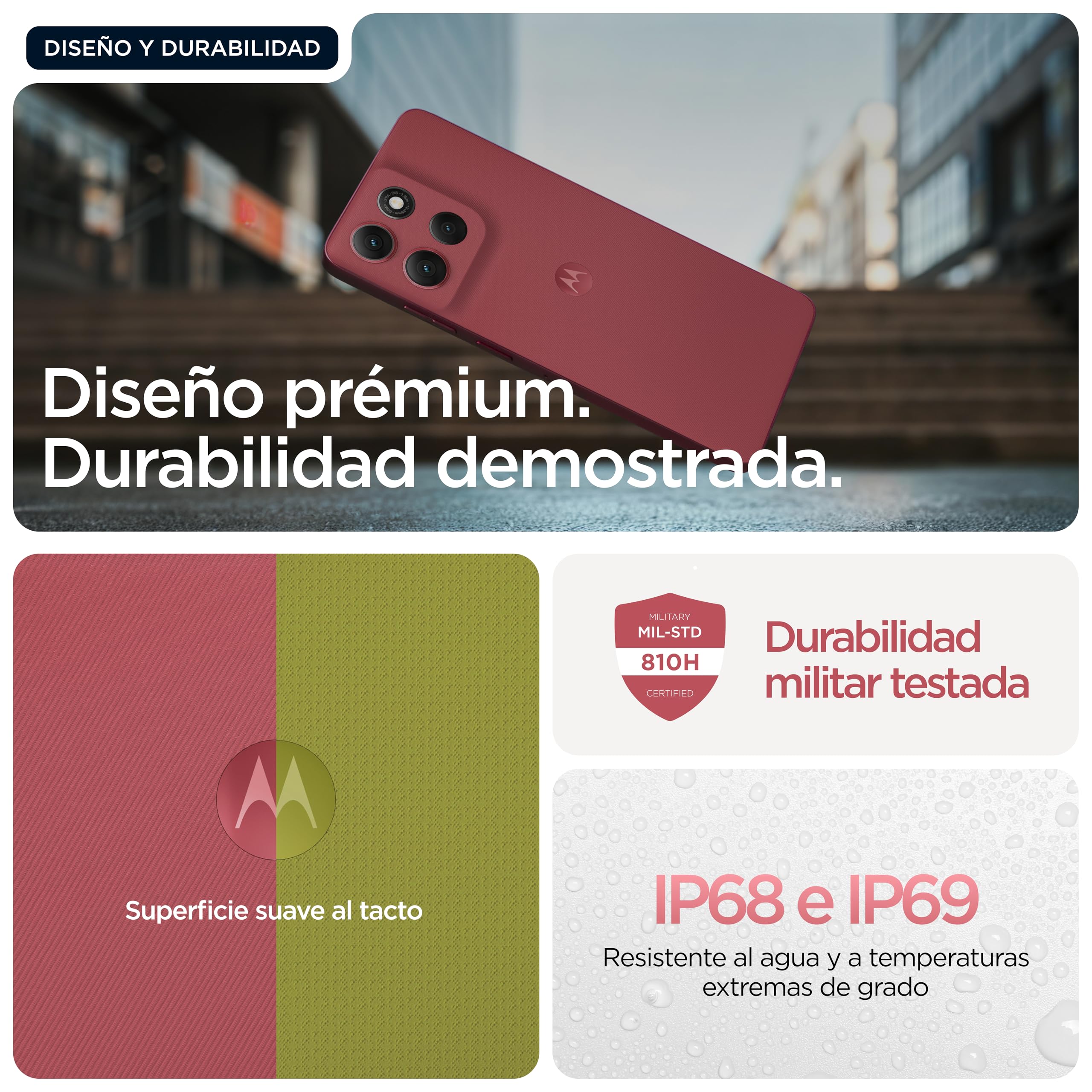 Moto g86 5G 24GB (8GB+16GB RAM Boost)/256GB Chrysanthemum, Pantalla ultrabrillante Super HD (1220p) de 6,67” + Dolby Atmos®, cámara Sony LYTIA™ 600 de 50 MP, 5100 mAh y Carga TurboPower™ de 30W