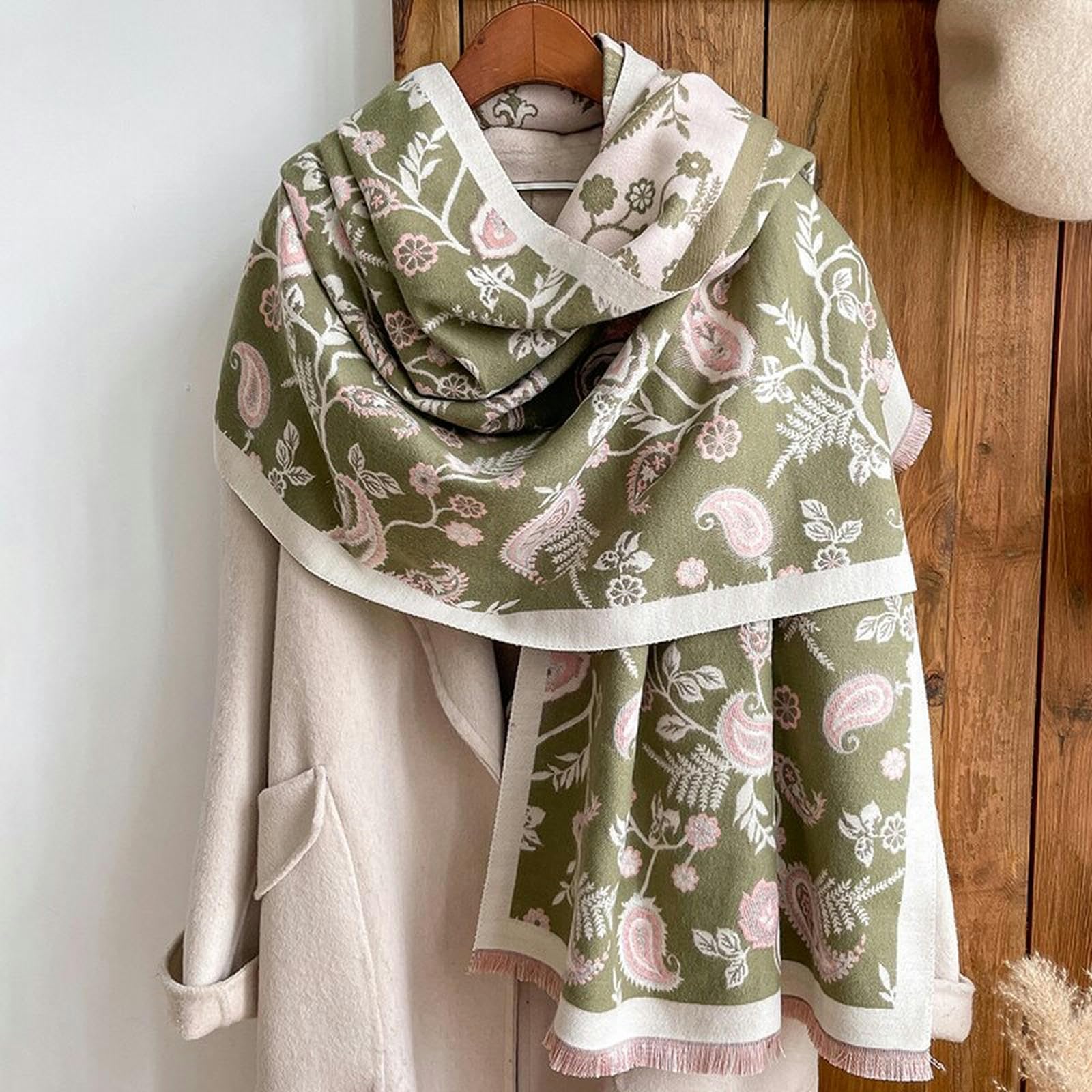 Zonto Bufanda Espesa Invierno para Mujeres Bufanda Bufanda Floral Chal Y Envoltura Manta De Cajas De Cachemira