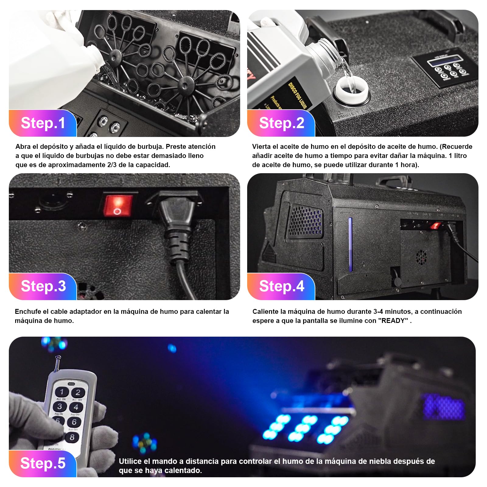 Máquina de Humo con Remoto 1500W Máquina de Niebla de Burbujas Automática Máquina de Burbujas para Fiestas Al Aire Libre Bodas Halloween Vacaciones Bodas Fiestas de cumpleaños