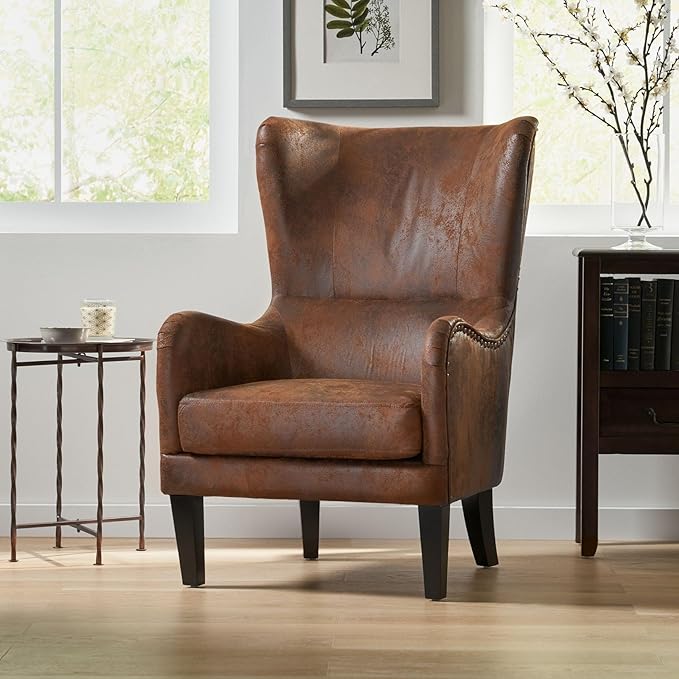 Sillón Lounge Vintage con Otomano Marrón miniatura 6