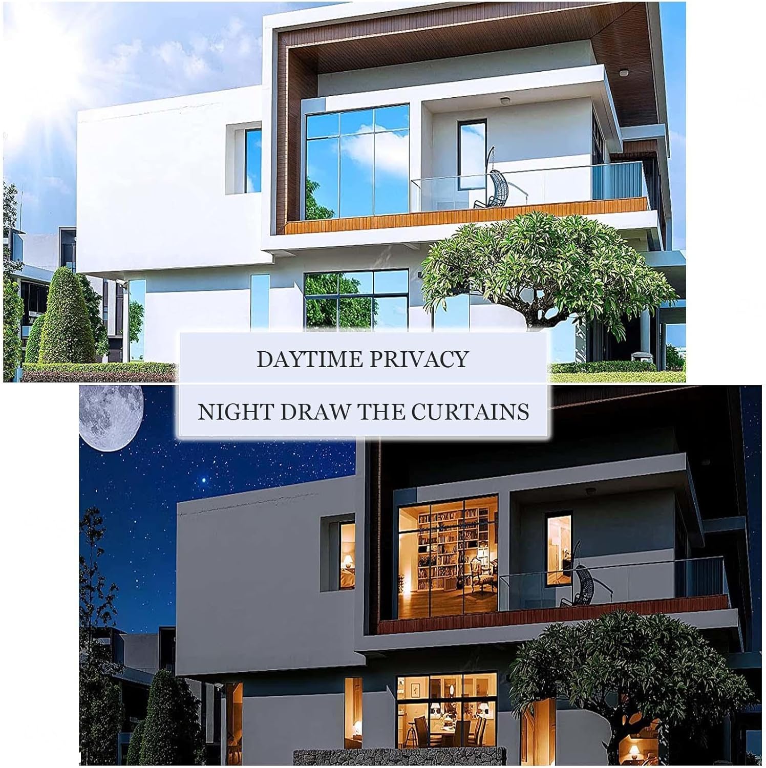 One Way Window Film Privacy, Anti Glare Mirror Window Film, Reflective Film for Glass Windows, Sun Protection Window Film, Self-Adhesive Window Sticker,WxH-90x400cm(35.4 * 157in)