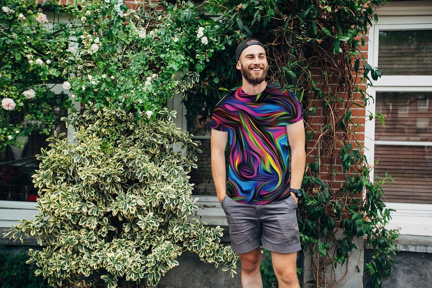 KYKU Colorful T-Shirts for Men 3D Printed Neon Abstract Tee Short Sleeve T Shirt - Image 2