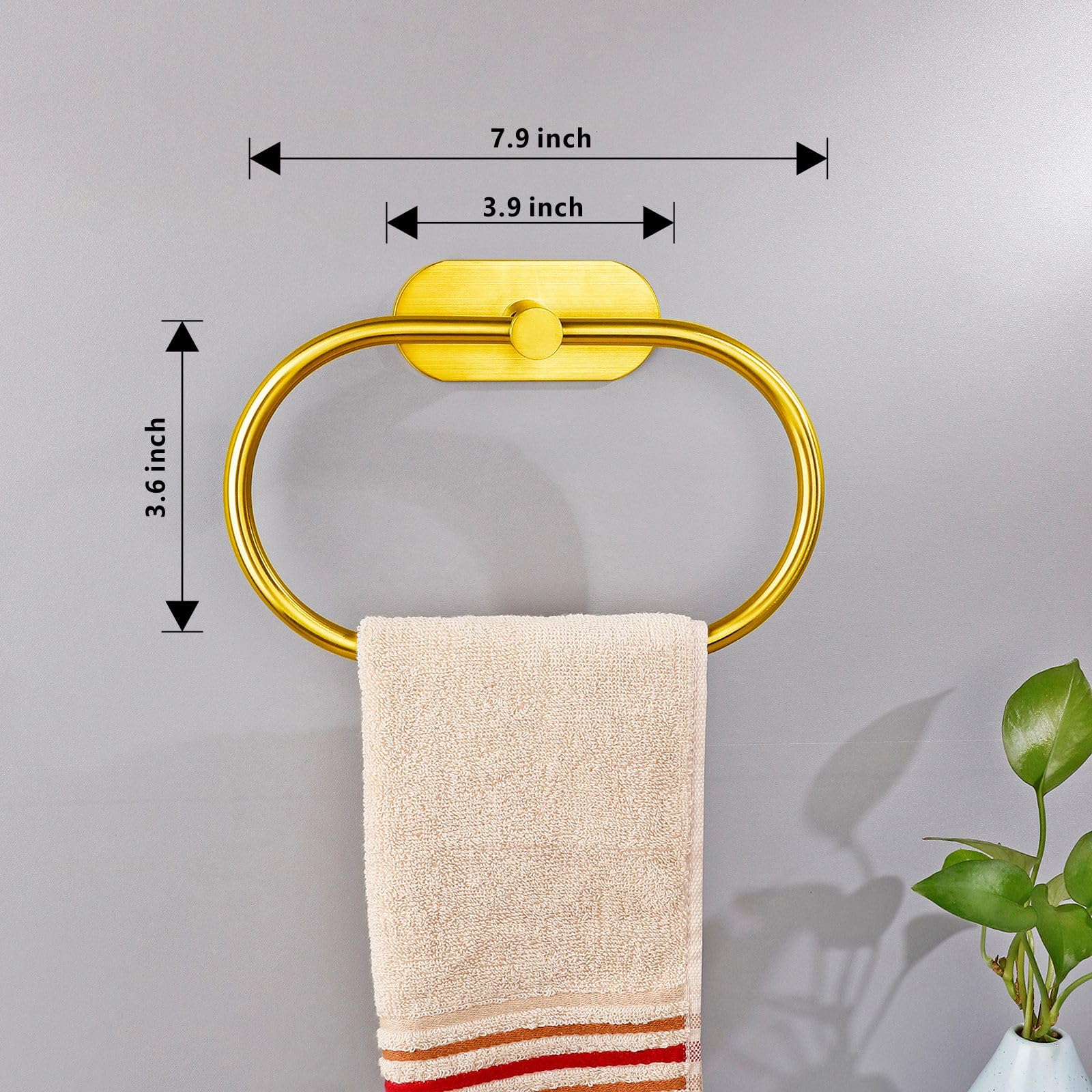 EOLAX Anneau Porte-Serviettes Autocollant Acier Inoxydable - Noir - Installation Sans Percer