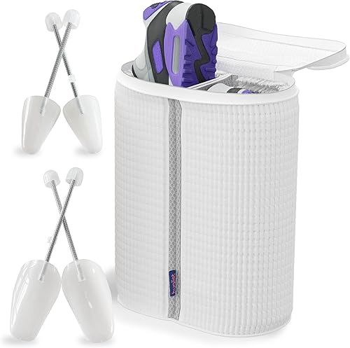 Bolsa para lavadora de zapatos, bolsa de zapatos para lavar con árboles de zapatos ajustables, bolsa de zapatos para lavandería para 2 zapatos,