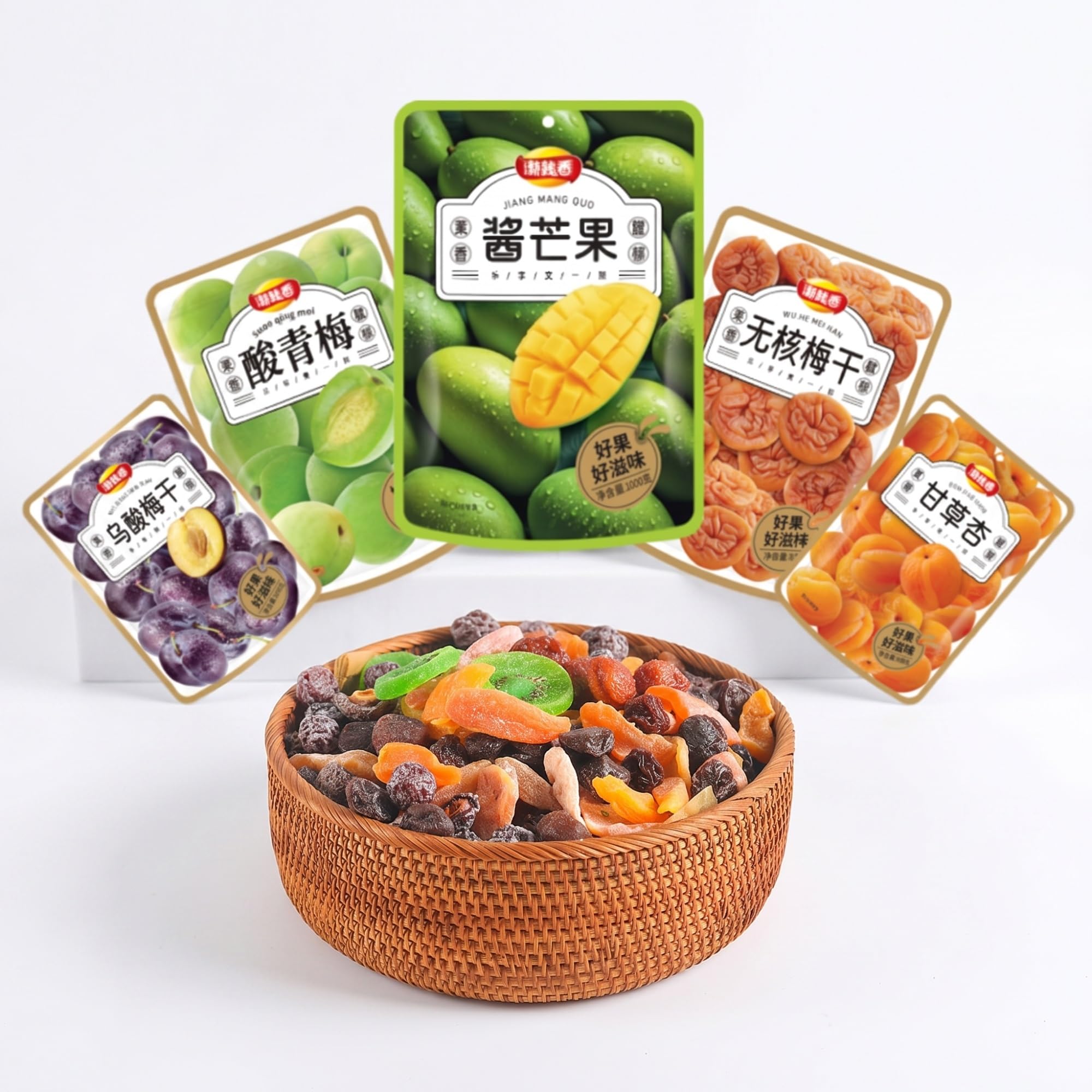 Bocadillos Secos De Frutas Mixtas, Paquete 30 (70 G/bolsa), Variedad 5 Sabores: Fresa, Mango, Ciruela, Conservas Naturales, Bocadillo Tarta Dulce Masticable(Flavor 2)