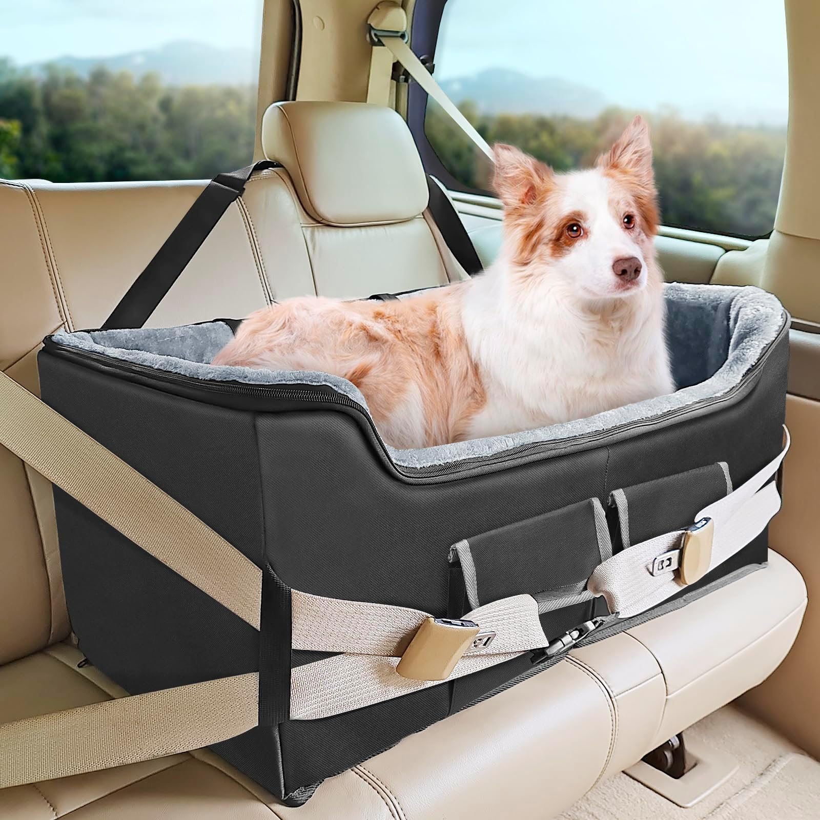 Dog Car Booster Seat, INFANZIA Elevated Pet Car Seats for